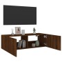 Wall-mounted TV stand with LED lights in brown oak, 100x35x31 cm. by , TV Furniture - Ref: Foro24-837301, Price: 59,21 €, Dis...