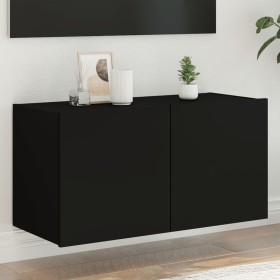 Wall-mounted TV stand with LED lights black 80x35x41 cm by , TV Furniture - Ref: Foro24-837317, Price: 56,60 €, Discount: %