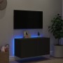 Wall-mounted TV stand with LED lights black 80x35x41 cm by , TV Furniture - Ref: Foro24-837317, Price: 56,60 €, Discount: %