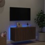 Mueble de TV de pared con luces LED marrón roble 80x35x41 cm de , Muebles TV - Ref: Foro24-837322, Precio: 56,41 €, Descuento: %