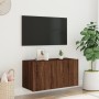 Mueble de TV de pared con luces LED marrón roble 80x35x41 cm de , Muebles TV - Ref: Foro24-837322, Precio: 56,41 €, Descuento: %