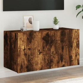 Wall-mounted TV stand with smoked oak LED lights 80x35x41 cm by , TV Furniture - Ref: Foro24-837320, Price: 55,99 €, Discount: %