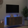 Wall-mounted TV stand with smoked oak LED lights 80x35x41 cm by , TV Furniture - Ref: Foro24-837320, Price: 54,68 €, Discount: %