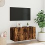 Wall-mounted TV stand with smoked oak LED lights 80x35x41 cm by , TV Furniture - Ref: Foro24-837320, Price: 54,68 €, Discount: %