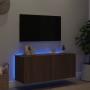 Wall-mounted TV stand with LED lights in brown oak color, 100x35x41 cm. by , TV Furniture - Ref: Foro24-837329, Price: 66,99 ...