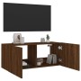 Wall-mounted TV stand with LED lights in brown oak color, 100x35x41 cm. by , TV Furniture - Ref: Foro24-837329, Price: 66,99 ...