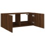 Wall-mounted TV stand with LED lights in brown oak color, 100x35x41 cm. by , TV Furniture - Ref: Foro24-837329, Price: 66,99 ...