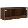 Wall-mounted TV stand with LED lights in brown oak color, 100x35x41 cm. by , TV Furniture - Ref: Foro24-837329, Price: 66,99 ...