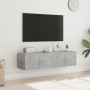 TV wall furniture LED lights 2 pcs concrete gray 60x35x31 cm by , TV Furniture - Ref: Foro24-837274, Price: 83,11 €, Discount: %