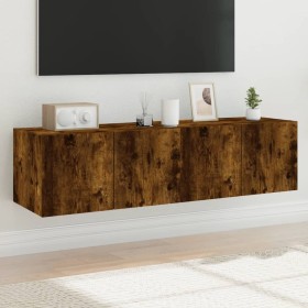 TV wall furniture LED lights 2 pcs smoked oak 60x35x31 cm by , TV Furniture - Ref: Foro24-837276, Price: 84,99 €, Discount: %