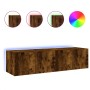 TV wall furniture LED lights 2 pcs smoked oak 60x35x31 cm by , TV Furniture - Ref: Foro24-837276, Price: 83,62 €, Discount: %