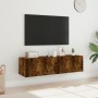 TV wall furniture LED lights 2 pcs smoked oak 60x35x31 cm by , TV Furniture - Ref: Foro24-837276, Price: 83,62 €, Discount: %