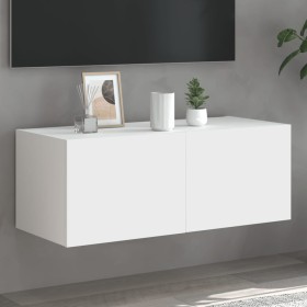 Wall TV cabinet with LED lights white 80x35x31 cm by , TV Furniture - Ref: Foro24-837281, Price: 52,99 €, Discount: %