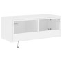 Wandmontierter TV-Schrank mit LED-Leuchten weiß 80x35x31 cm von , TV-Möbel - Ref: Foro24-837281, Preis: 53,19 €, Rabatt: %