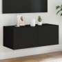 Wall-mounted TV cabinet with LED lights black 80x35x31 cm by , TV Furniture - Ref: Foro24-837283, Price: 58,94 €, Discount: %