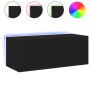 Wall-mounted TV cabinet with LED lights black 80x35x31 cm by , TV Furniture - Ref: Foro24-837283, Price: 58,94 €, Discount: %