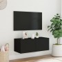 Wall-mounted TV cabinet with LED lights black 80x35x31 cm by , TV Furniture - Ref: Foro24-837283, Price: 58,94 €, Discount: %