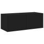 Wall-mounted TV cabinet with LED lights black 80x35x31 cm by , TV Furniture - Ref: Foro24-837283, Price: 58,94 €, Discount: %