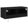 Wall-mounted TV cabinet with LED lights black 80x35x31 cm by , TV Furniture - Ref: Foro24-837283, Price: 58,94 €, Discount: %