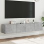 TV wall furniture LED lights 2 pcs concrete gray 80x35x31 cm by , TV Furniture - Ref: Foro24-837288, Price: 107,15 €, Discoun...