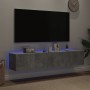 TV wall furniture LED lights 2 pcs concrete gray 80x35x31 cm by , TV Furniture - Ref: Foro24-837288, Price: 107,15 €, Discoun...