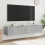 TV wall furniture LED lights 2 pcs concrete gray 80x35x31 cm by , TV Furniture - Ref: Foro24-837288, Price: 107,15 €, Discoun...