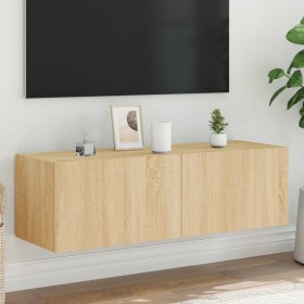 Wall-mounted TV cabinet with LED lights Sonoma oak 100x35x31 cm by , TV Furniture - Ref: Foro24-837297, Price: 57,99 €, Disco...