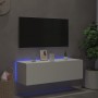 Mueble de TV de pared con luces LED blanco 100x35x31 cm de , Muebles TV - Ref: Foro24-837295, Precio: 76,11 €, Descuento: %