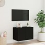 Wall-mounted TV cabinet with LED lights black 60x35x41 cm by , TV Furniture - Ref: Foro24-837304, Price: 50,19 €, Discount: %