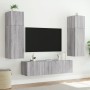 Wall-mounted TV cabinet with LED lights Sonoma gray 60x35x41 cm by , TV Furniture - Ref: Foro24-837312, Price: 51,99 €, Disco...