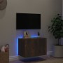 Wall-mounted TV cabinet with LED lights smoked oak 60x35x41 cm by , TV Furniture - Ref: Foro24-837310, Price: 48,61 €, Discou...