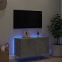 Wall-mounted TV cabinet with LED lights concrete gray 80x35x41 cm by , TV Furniture - Ref: Foro24-837319, Price: 54,68 €, Dis...