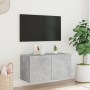 Wall-mounted TV cabinet with LED lights concrete gray 80x35x41 cm by , TV Furniture - Ref: Foro24-837319, Price: 54,68 €, Dis...