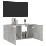 Wall-mounted TV cabinet with LED lights concrete gray 80x35x41 cm by , TV Furniture - Ref: Foro24-837319, Price: 54,68 €, Dis...