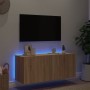 Wall-mounted TV cabinet with LED lights Sonoma oak 100x35x41 cm by , TV Furniture - Ref: Foro24-837325, Price: 65,00 €, Disco...