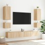 Wall-mounted TV cabinet with LED lights Sonoma oak 100x35x41 cm by , TV Furniture - Ref: Foro24-837325, Price: 65,00 €, Disco...