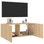 Wall-mounted TV cabinet with LED lights Sonoma oak 100x35x41 cm by , TV Furniture - Ref: Foro24-837325, Price: 65,00 €, Disco...