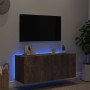 Wall-mounted TV cabinet with LED lights smoked oak 100x35x41 cm by , TV Furniture - Ref: Foro24-837327, Price: 64,34 €, Disco...