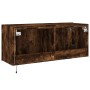 Wall-mounted TV cabinet with LED lights smoked oak 100x35x41 cm by , TV Furniture - Ref: Foro24-837327, Price: 64,34 €, Disco...