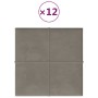 Paneles de pared 12 uds terciopelo gris claro 30x30 cm 1,08 m² de vidaXL, Recubrimiento de paredes - Ref: Foro24-344042, Prec...