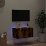 Wall-mounted TV cabinet with LED lights smoked oak 60x35x31 cm by , TV Furniture - Ref: Foro24-837275, Price: 45,97 €, Discou...