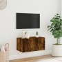 Mueble de TV de pared con luces LED roble ahumado 60x35x31 cm de , Muebles TV - Ref: Foro24-837275, Precio: 46,99 €, Descuent...