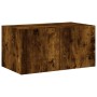 Wall-mounted TV cabinet with LED lights smoked oak 60x35x31 cm by , TV Furniture - Ref: Foro24-837275, Price: 45,97 €, Discou...