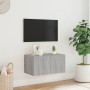 Wall-mounted TV cabinet with LED lights Sonoma gray 60x35x31 cm by , TV Furniture - Ref: Foro24-837277, Price: 47,40 €, Disco...