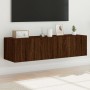 TV cabinet wall LED lights 2 pcs oak brown 60x35x31 cm by , TV Furniture - Ref: Foro24-837280, Price: 85,96 €, Discount: %