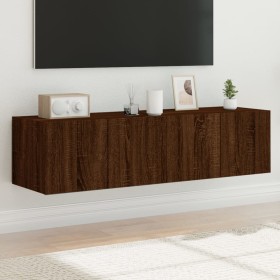 TV cabinet wall LED lights 2 pcs oak brown 60x35x31 cm by , TV Furniture - Ref: Foro24-837280, Price: 87,99 €, Discount: %