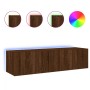 TV cabinet wall LED lights 2 pcs oak brown 60x35x31 cm by , TV Furniture - Ref: Foro24-837280, Price: 85,96 €, Discount: %