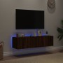 Muebles de TV de pared luces LED 2 uds marrón roble 60x35x31 cm de , Muebles TV - Ref: Foro24-837280, Precio: 85,96 €, Descue...