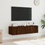 TV cabinet wall LED lights 2 pcs oak brown 60x35x31 cm by , TV Furniture - Ref: Foro24-837280, Price: 85,96 €, Discount: %