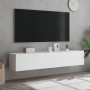 Wall TV cabinets with LED lights 2 pcs white 80x35x31 cm by , TV Furniture - Ref: Foro24-837282, Price: 130,20 €, Discount: %